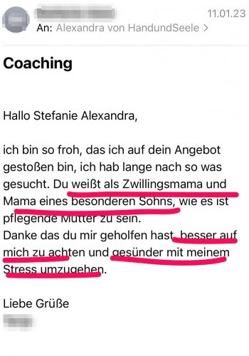 Positive Rezension einer Kundin, die von meiner Expertise überzeugt ist